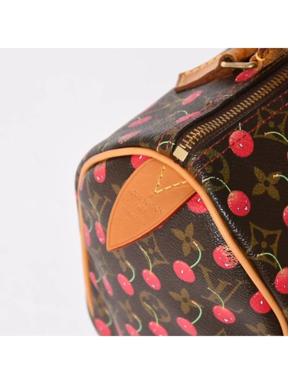 Louis Vuitton Speedy 25 Handbag Monogram Cherry Brown Takashi Murakami